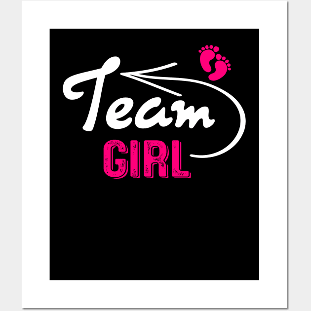 Funny Gender Reveal Team Girl Pink Pregnancy Announcement Wall Art by nvqdesigns